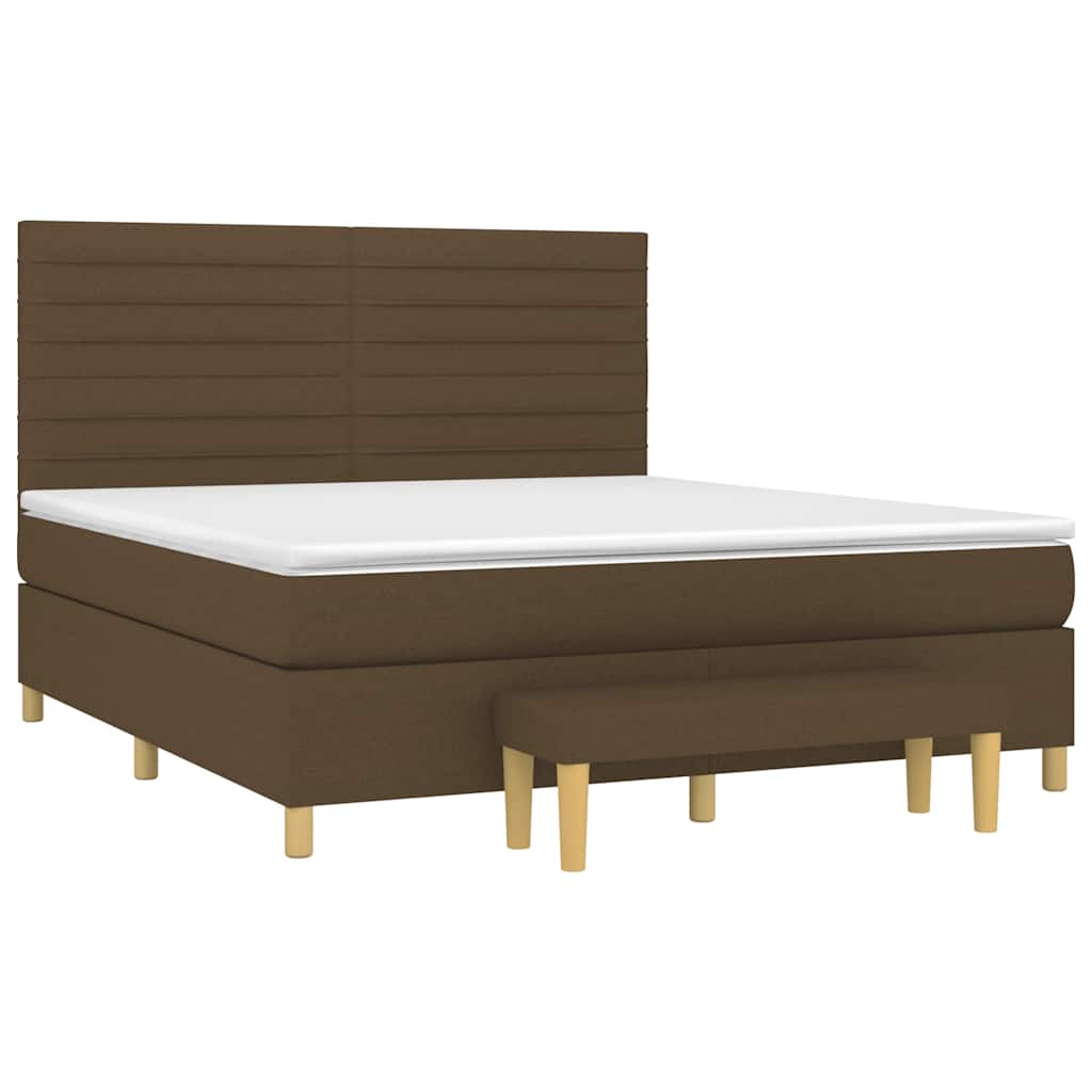 Box Spring Postel S Matrací Tmavě Hnědá 180X200 Cm Textil
