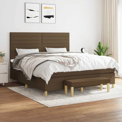 Box Spring Postel S Matrací Tmavě Hnědá 180X200 Cm Textil