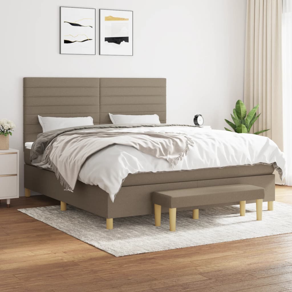 Box Spring Postel S Matrací Textil Taupe