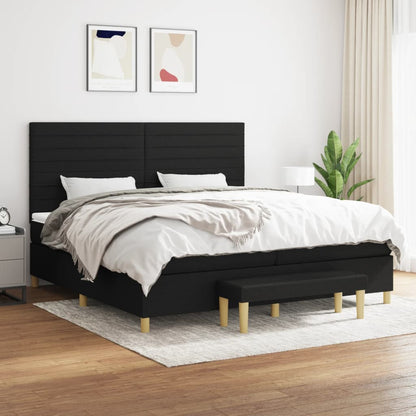 Box Spring Postel S Matrací Černá Textil Černá