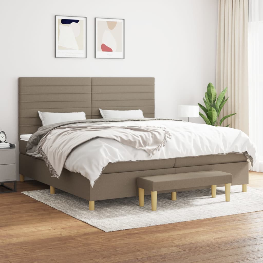 Box Spring Postel S Matrací Textil Taupe