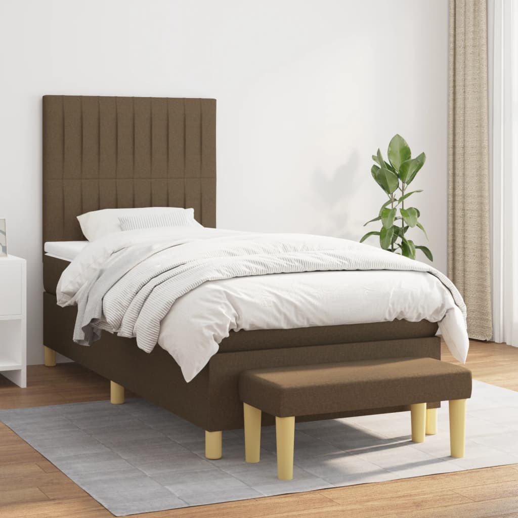 Box Spring Postel S Matrací Tmavě Hnědá 80X200 Cm Textil