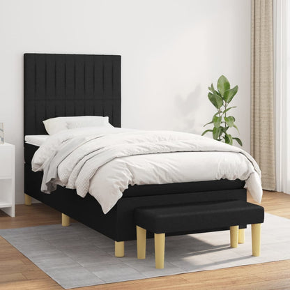 Box Spring Postel S Matrací Černá Textil Černá