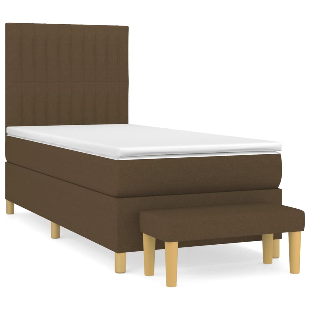 Box Spring Postel S Matrací Tmavě Hnědá 90X190 Cm Textil