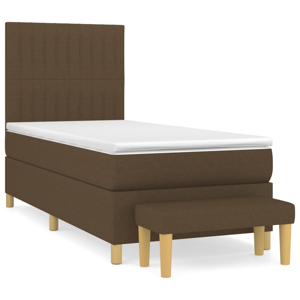 Box Spring Postel S Matrací Tmavě Hnědá 90X200 Cm Textil