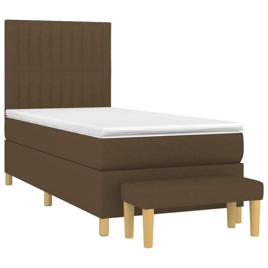 Box Spring Postel S Matrací Tmavě Hnědá 90X200 Cm Textil