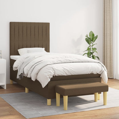 Box Spring Postel S Matrací Tmavě Hnědá 90X200 Cm Textil