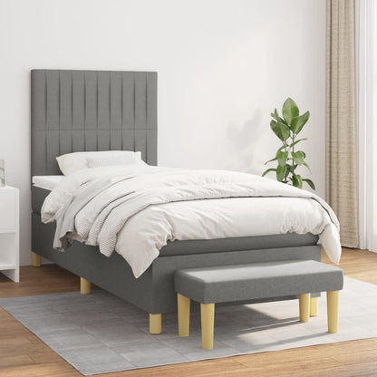 Box Spring Postel S Matrací Textil Tmavě Šedá