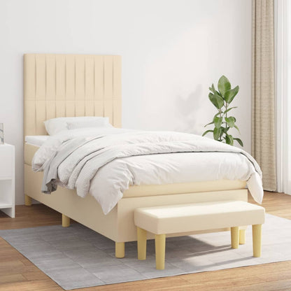 Box Spring Postel S Matrací Textil Krémová