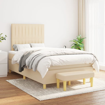 Box Spring Postel S Matrací Textil Krémová
