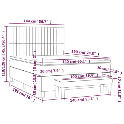 Box Spring Postel S Matrací Tmavě Hnědá 140X190 Cm Textil