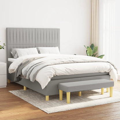 Box Spring Postel S Matrací Textil Světle Šedá