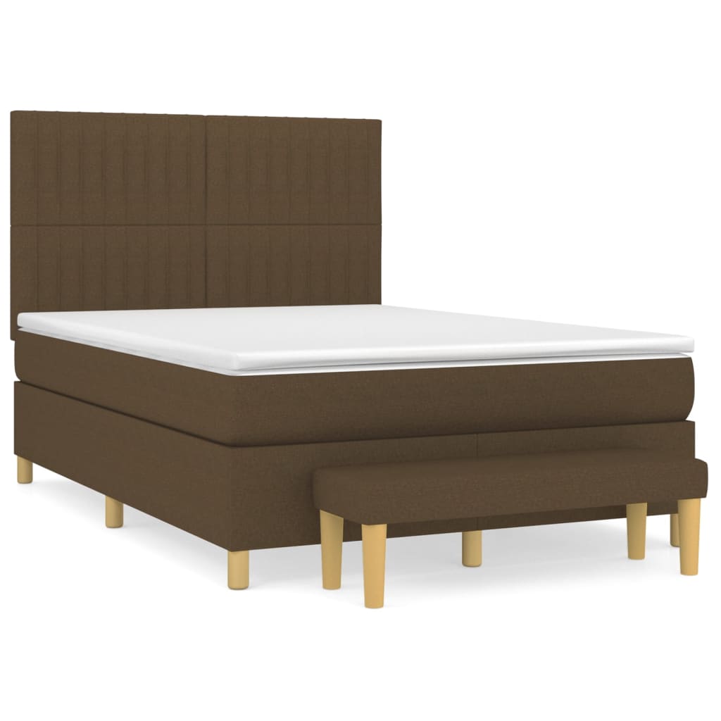 Box Spring Postel S Matrací Tmavě Hnědá 140X200 Cm Textil