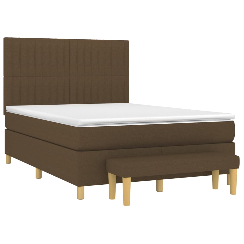 Box Spring Postel S Matrací Tmavě Hnědá 140X200 Cm Textil