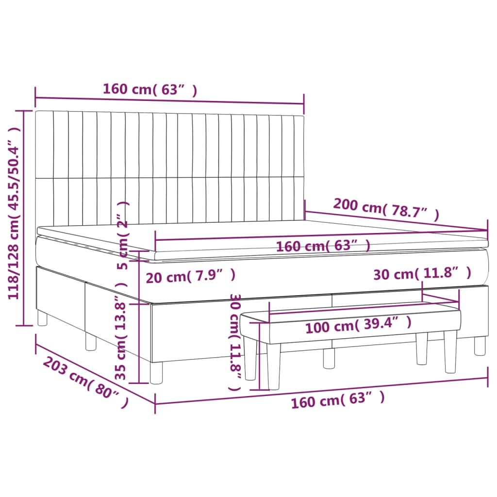 Box Spring Postel S Matrací Tmavě Hnědá 160X200 Cm Textil