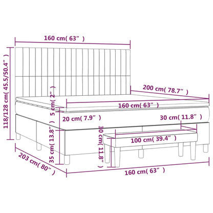 Box Spring Postel S Matrací Tmavě Hnědá 160X200 Cm Textil