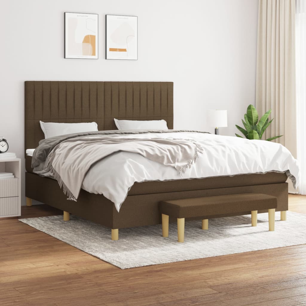 Box Spring Postel S Matrací Tmavě Hnědá 160X200 Cm Textil