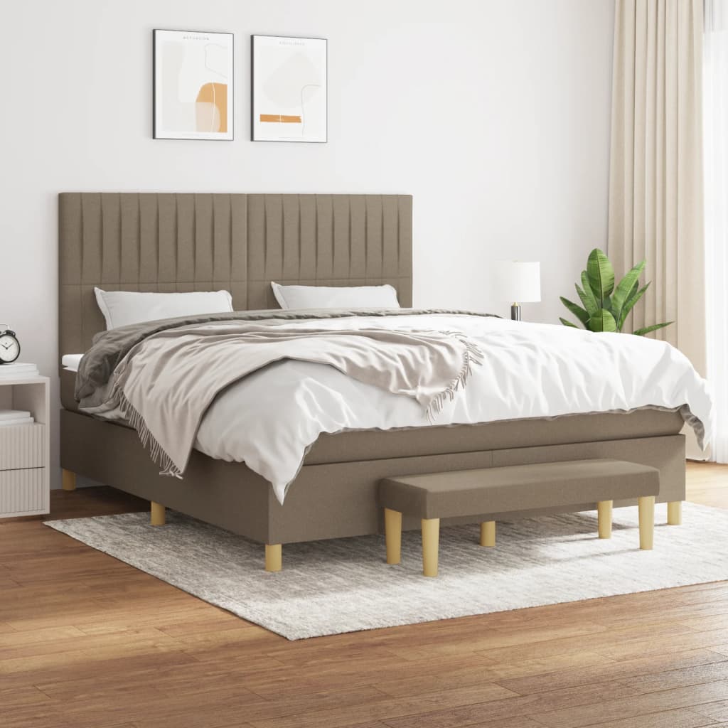 Box Spring Postel S Matrací Textil Taupe