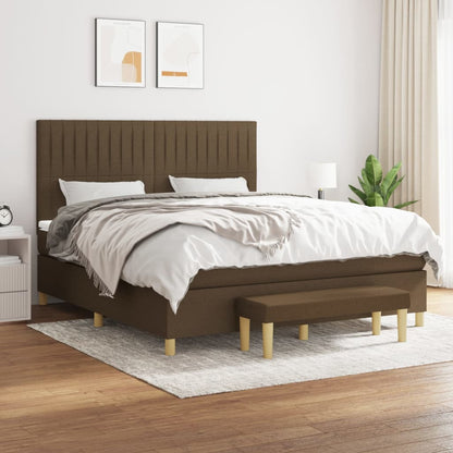 Box Spring Postel S Matrací Tmavě Hnědá 180X200 Cm Textil
