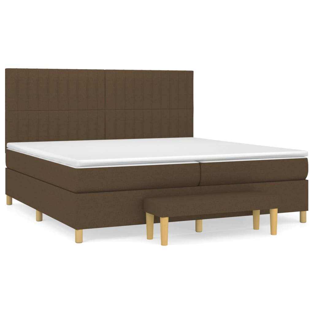 Box Spring Postel S Matrací Tmavě Hnědá 200X200 Cm Textil