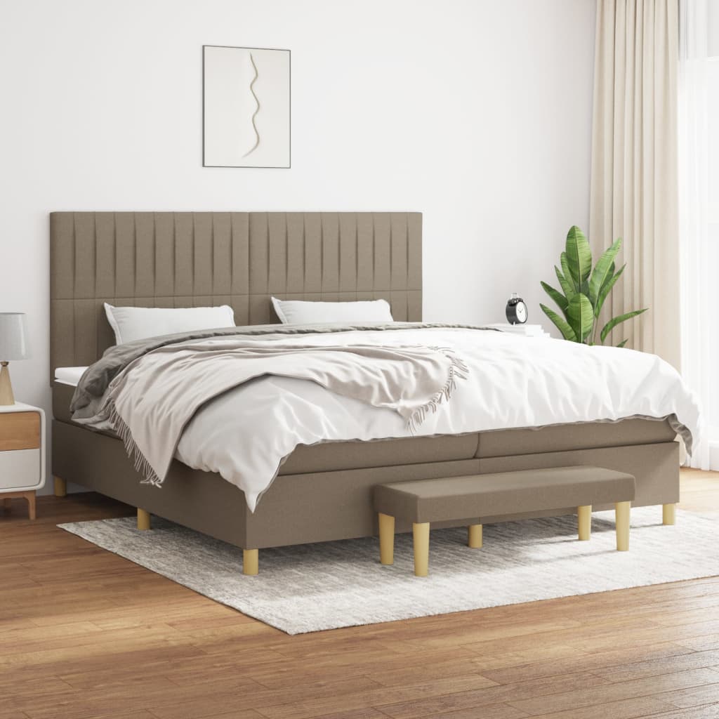 Box Spring Postel S Matrací Textil Taupe