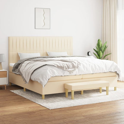 Box Spring Postel S Matrací Textil Krémová
