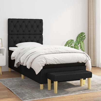 Box Spring Postel S Matrací Černá Textil Černá