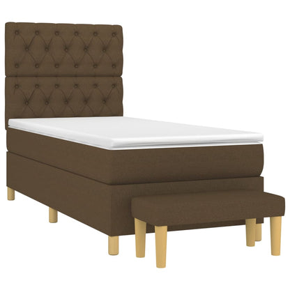 Box Spring Postel S Matrací Tmavě Hnědá 80X200 Cm Textil