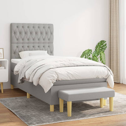 Box Spring Postel S Matrací Textil Světle Šedá