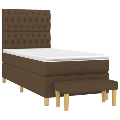 Box Spring Postel S Matrací Tmavě Hnědá 90X190 Cm Textil