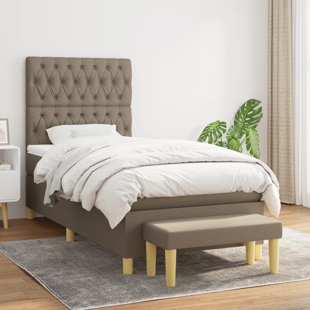 Box Spring Postel S Matrací Textil Taupe