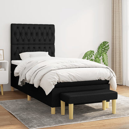 Box Spring Postel S Matrací Černá Textil Černá