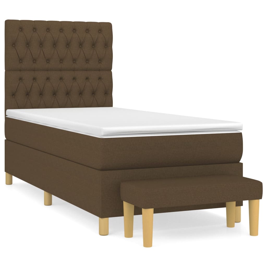 Box Spring Postel S Matrací Tmavě Hnědá 100 X 200 Cm Textil