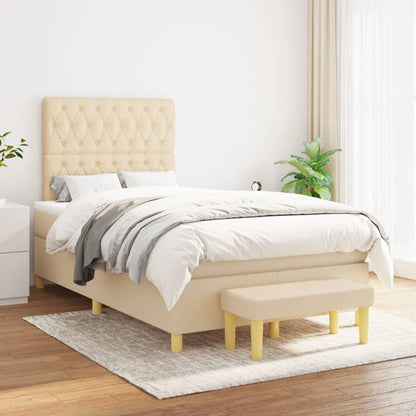 Box Spring Postel S Matrací Textil Krémová