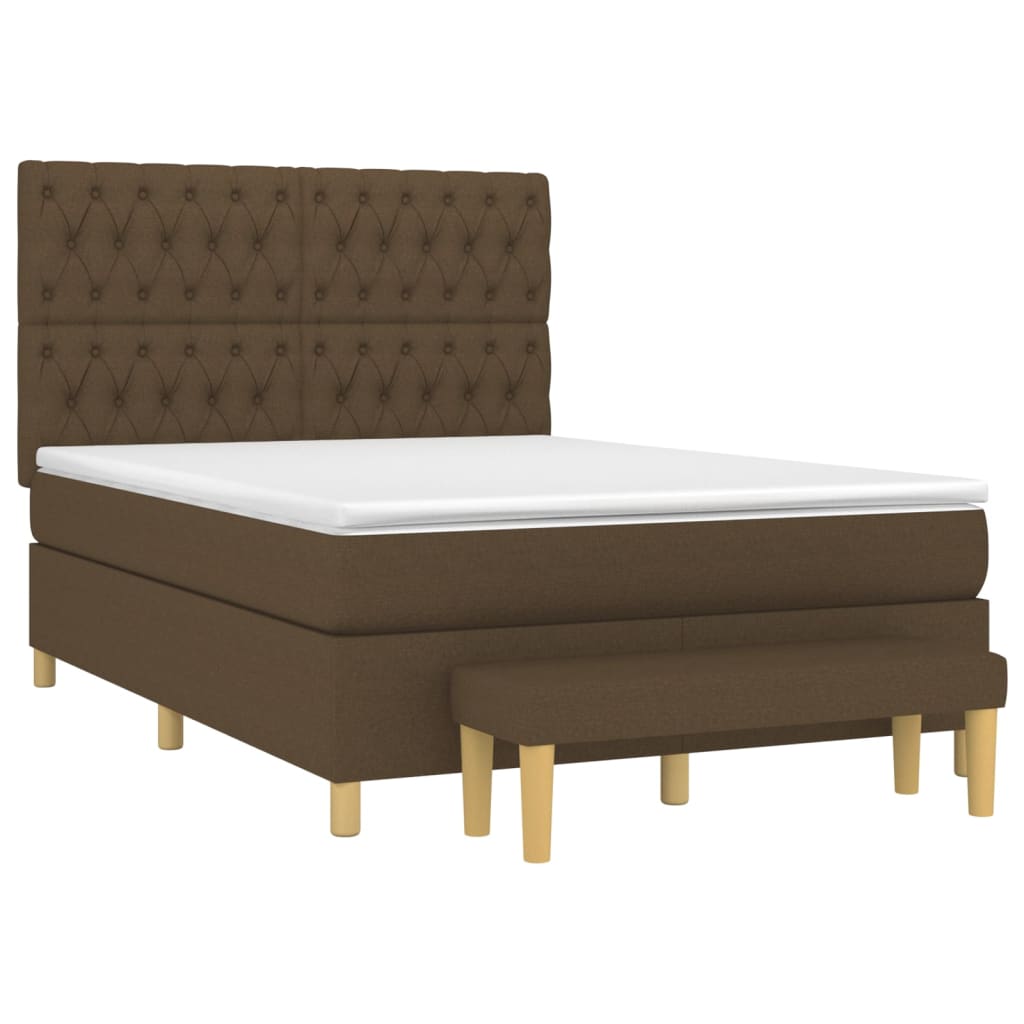 Box Spring Postel S Matrací Tmavě Hnědá 140X200 Cm Textil