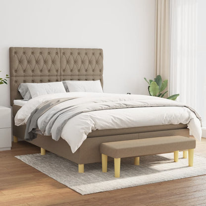 Box Spring Postel S Matrací Textil Taupe