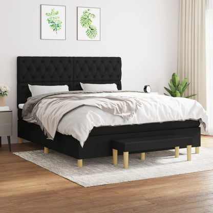 Box Spring Postel S Matrací Černá Textil Černá