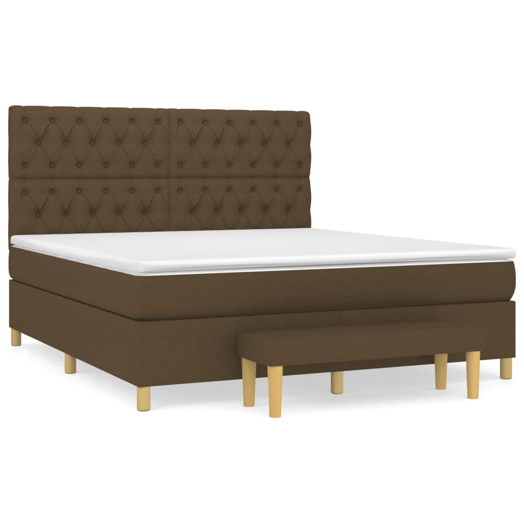 Box Spring Postel S Matrací Tmavě Hnědá 160X200 Cm Textil