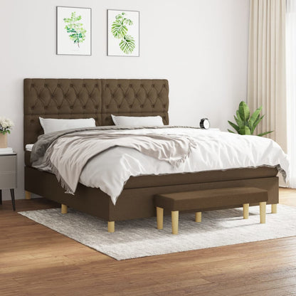 Box Spring Postel S Matrací Tmavě Hnědá 160X200 Cm Textil