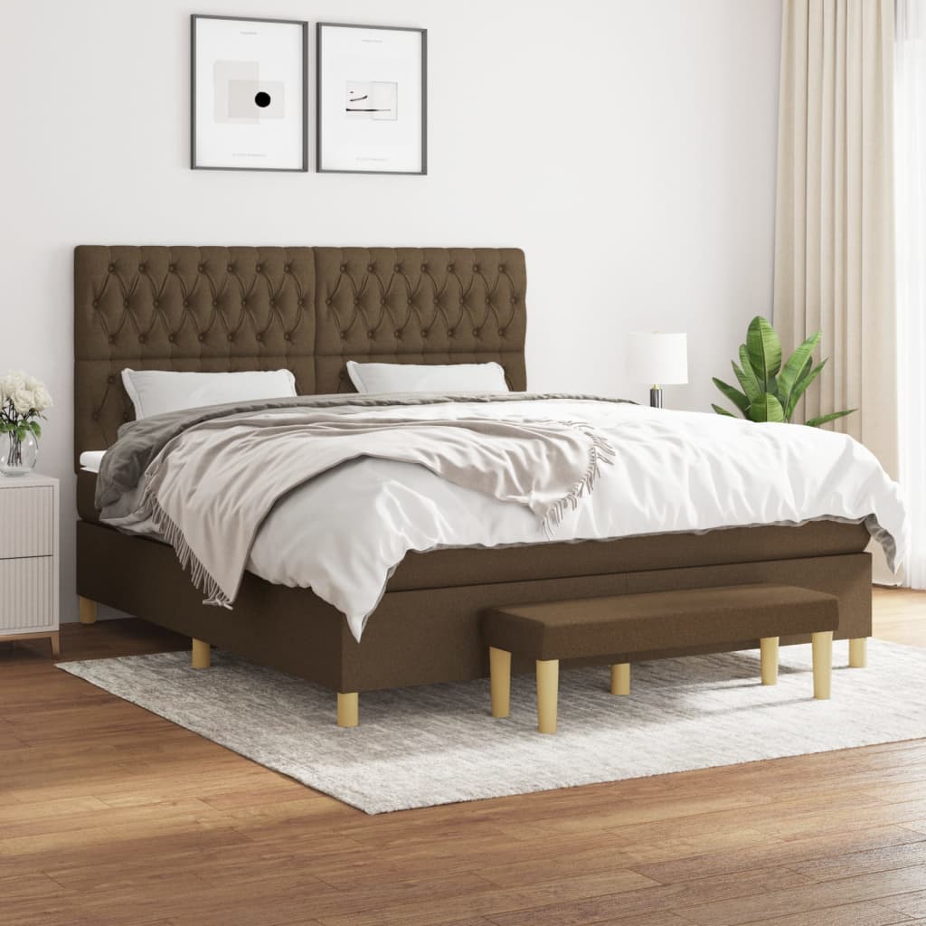 Box Spring Postel S Matrací Tmavě Hnědá 180X200 Cm Textil