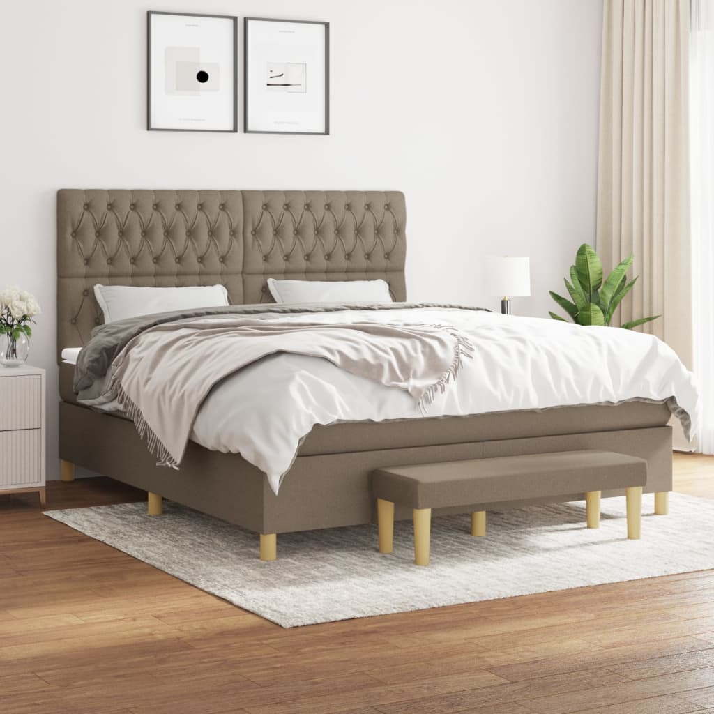 Box Spring Postel S Matrací Textil Taupe