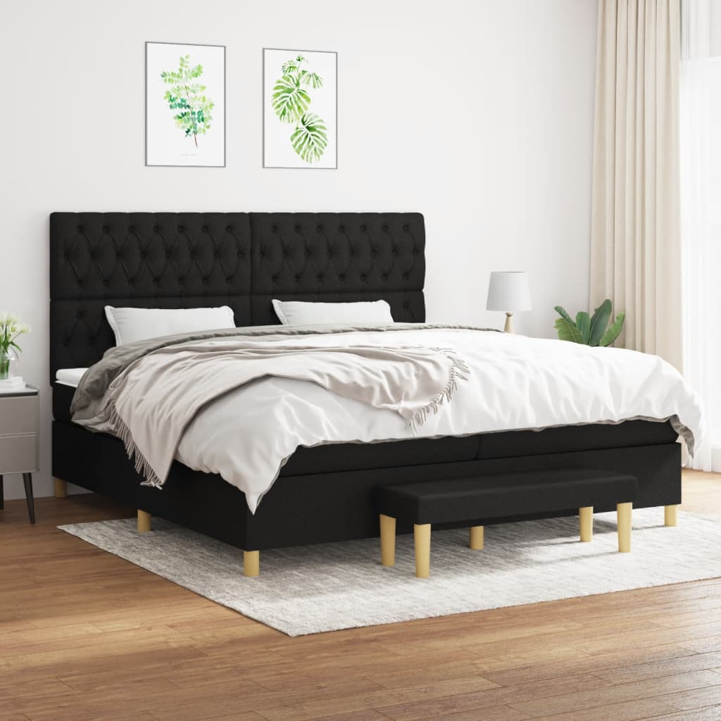 Box Spring Postel S Matrací Černá Textil Černá