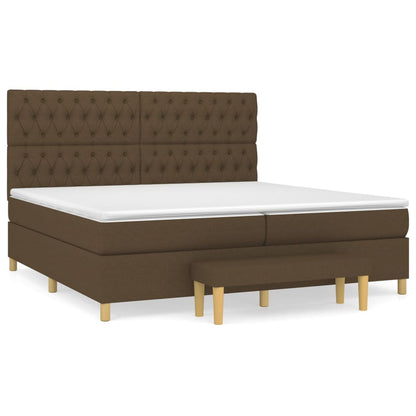 Box Spring Postel S Matrací Tmavě Hnědá 200X200 Cm Textil