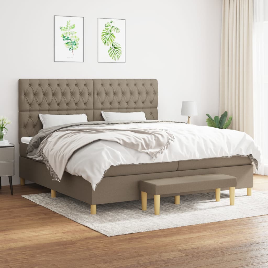 Box Spring Postel S Matrací Textil Taupe