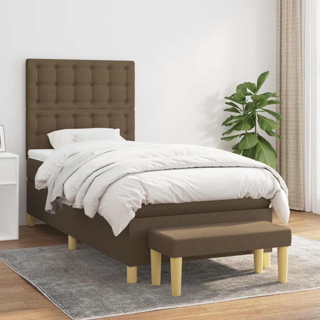 Box Spring Postel S Matrací Tmavě Hnědá 80X200 Cm Textil
