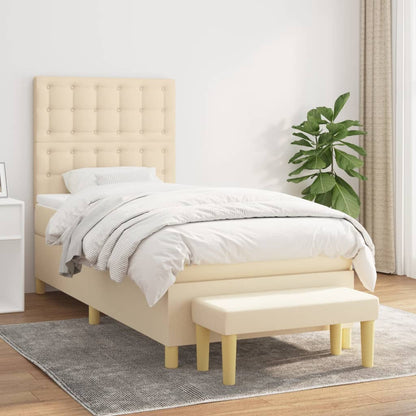 Box Spring Postel S Matrací Textil Krémová