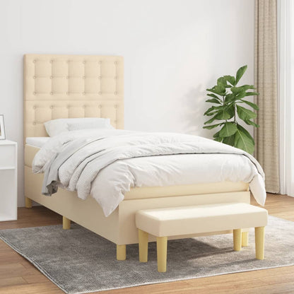 Box Spring Postel S Matrací Textil Krémová