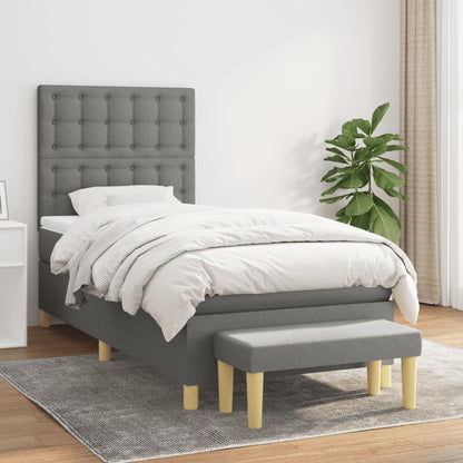 Box Spring Postel S Matrací Textil Tmavě Šedá