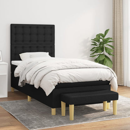 Box Spring Postel S Matrací Černá Textil Černá