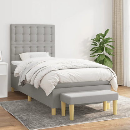Box Spring Postel S Matrací Textil Světle Šedá
